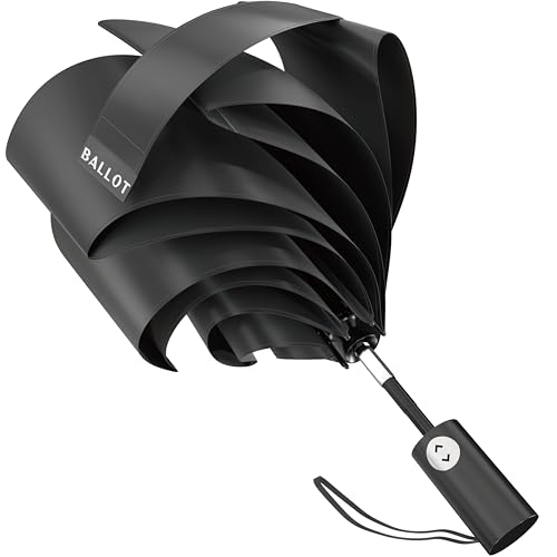 BALLOT 折りたたみ傘 折畳み傘 【形状記憶×超軽量210g】 自動開閉 ワンタッチ メンズ 撥水 耐風 コンパクト 逆戻り防止構造 この折クセがクセになる ブラック