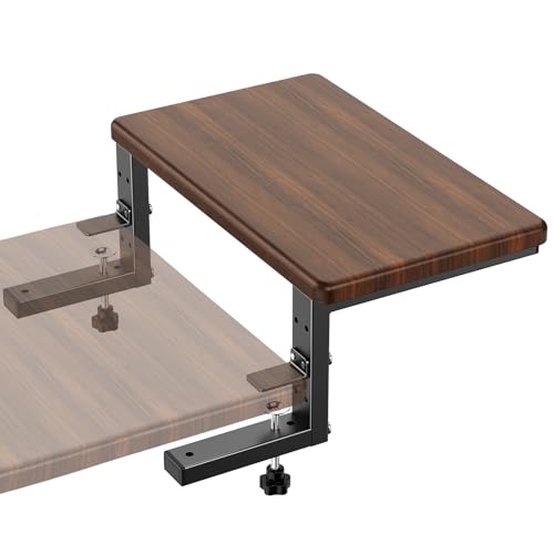 BeishiTenwaymili デスクエクステンダートレイ モニタースタンド 高さ調節可能 クランプ固定 穴あけ不要 耐荷重20kg 机 拡張 後付け人間工学設計 天板：幅42cm×奥行25cm コンパクト 設置方法3通り 組立簡単 デスクトップ拡張 オフィス用 (ブラウン)