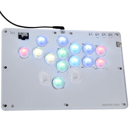 Haute42 レバーレス アケコン T16 PROホワイト レバーレスコントローラー ｜EVO大会対応・膝置き可｜ 静音強化/絶妙押し心地 無遅延 格ゲー向け For PC Switch2 Switch PS4 PS3 RGB LED ホットスワップ 天板カスタマイズ用テンプレート スリム薄型・天板広め 連射機能 日本語説明書