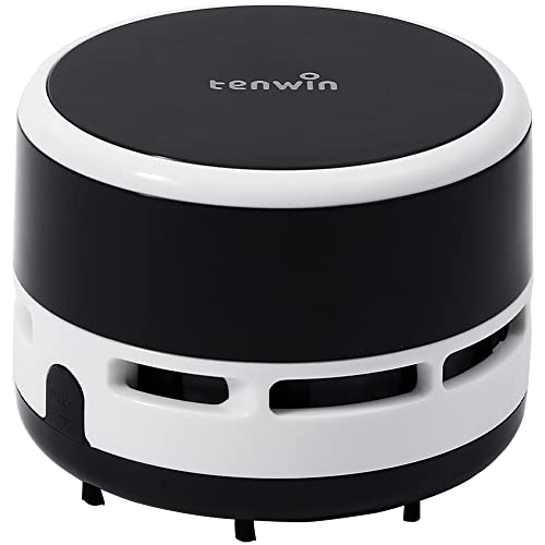 Tenwin 卓上クリーナー デスクトップ掃除機 吸引力 コンパクト コードレス デスククリーナー 卓上掃除機 ハンディ掃除機 キーボード パソコンクリーナー 掃除用品 吸引力 ミニクリーナー クリスマス プレゼント (黒)