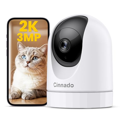 Cinnado【見守り2025モデル】D1ペットカメラ 300万画素 2K ベイビー/犬/猫モニター 遠隔確認 自動追尾 ワイヤレス室内防犯 パン/チルト監視360度 ベビー 老人 子供 ペットみまもり 2.4GWi-Fi対応 スマホ対応 iphone対応 アプリ通知 Alexa対応 動体/AI検知 双方向音声通話 ナイトビジョン暗視 SDカード録画対応 常時録画可能 クラウド保存 白 3年保証