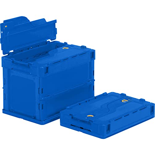 トラスコ中山(TRUSCO) 薄型折りたたみコンテナ 20Lロックフタ付 ダークブルー TR-C20B-DB 収納ケース 収納ボックス